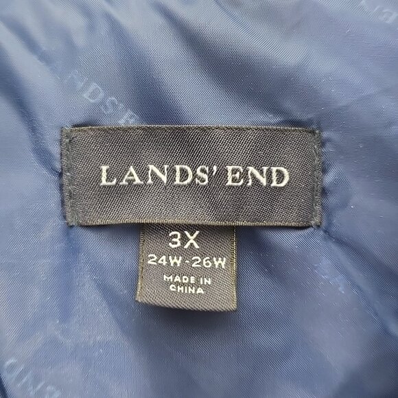 LANDS END Goose Down Puffer Jacket Blue Quilted Full Zip WOMEN'S PLUS SIZE 3X - Picture 3 of 16